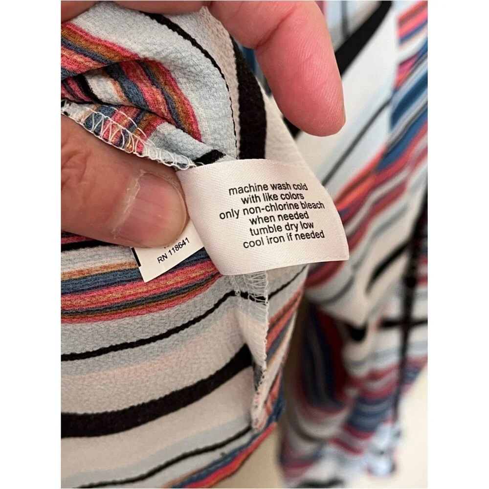 Lane Bryant Two-Way Stripe Ruffle Split-Neck Button-Front Peplum Top Size 14/16